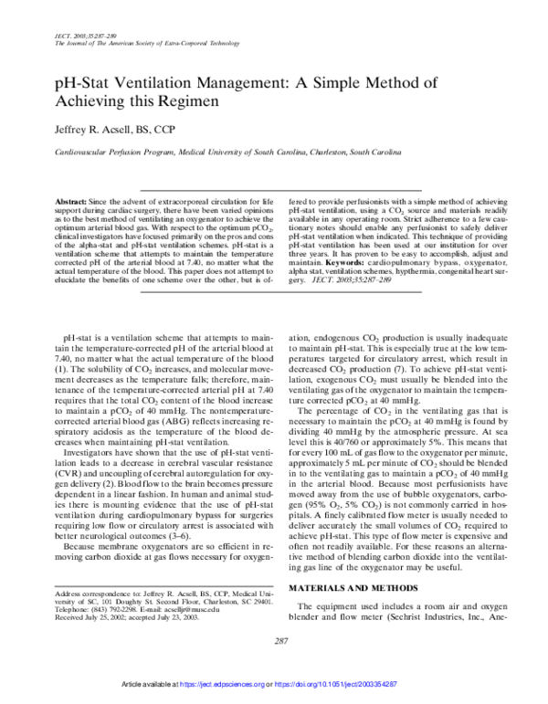 (PDF) pH-Stat Ventilation Management: A Simple Method of Achieving this ...
