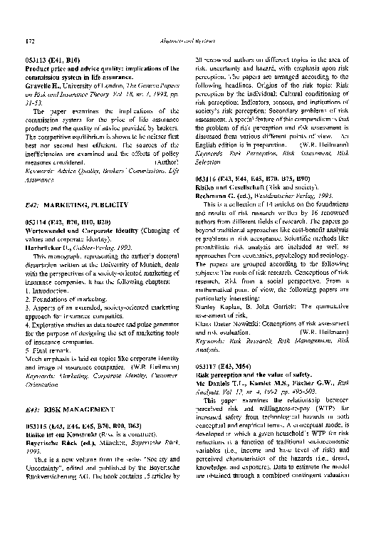 (PDF) Risk perception and the value of safety