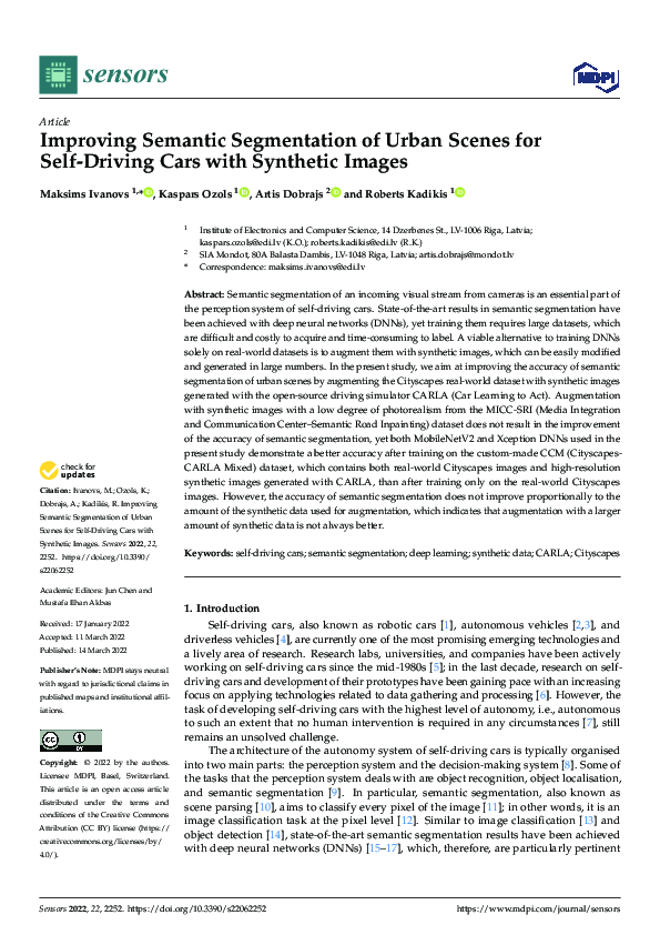 (PDF) Improving Semantic Segmentation of Urban Scenes for Self-Driving ...