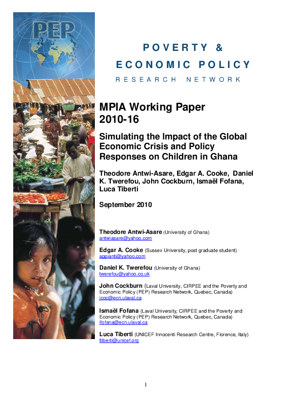 (PDF) Simulating the Impact of the Global Economic Crisis and Policy ...