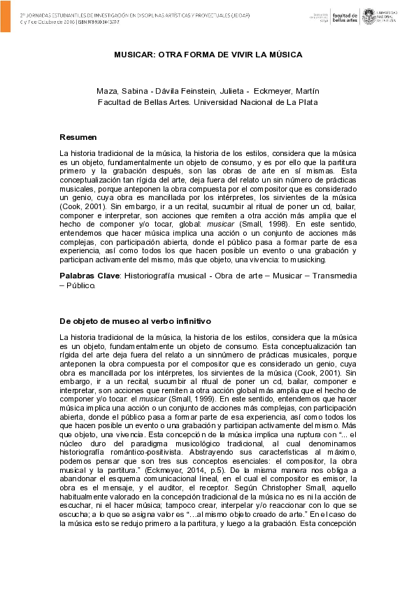 (PDF) Musicar: otra forma de vivir la música