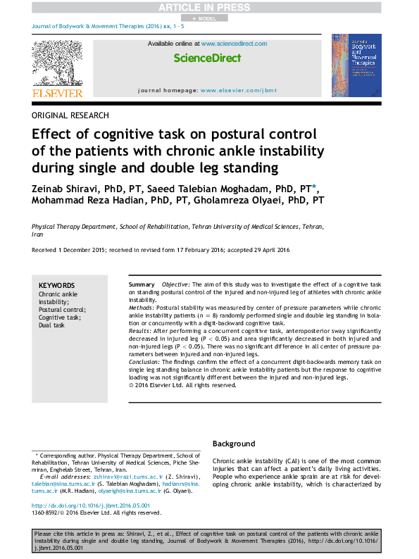 (PDF) Effect of cognitive task on postural control of the patients with ...