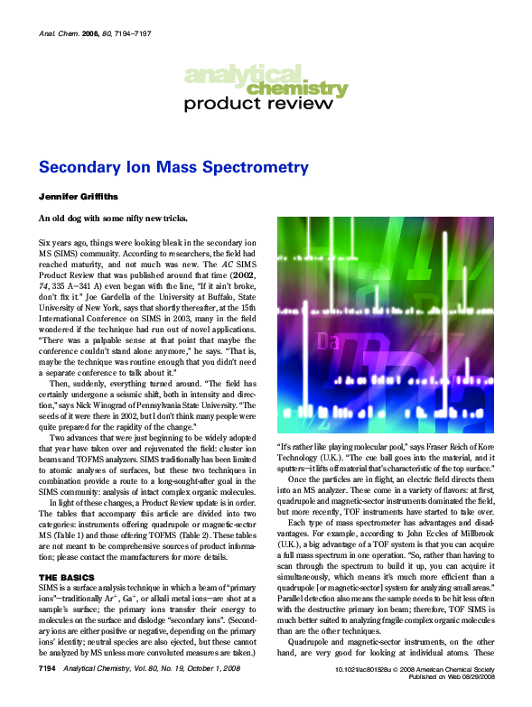 (PDF) Secondary ion mass spectrometry
