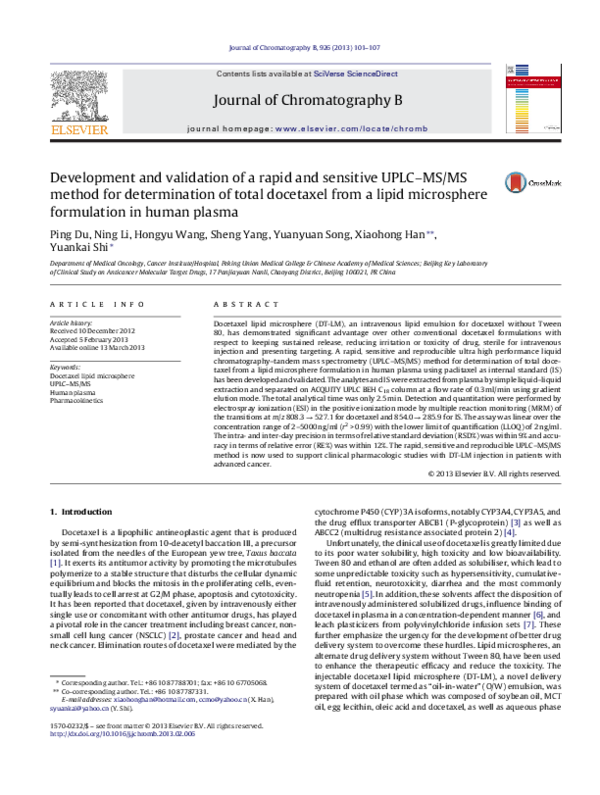 (PDF) Development and validation of a rapid and sensitive HPLC method ...
