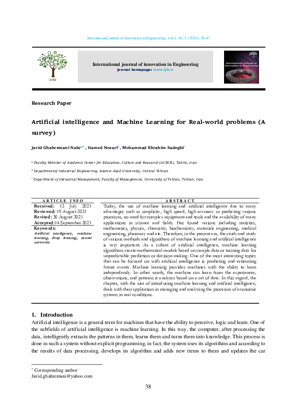 (PDF) Artificial intelligence and Machine Learning for Real-world ...