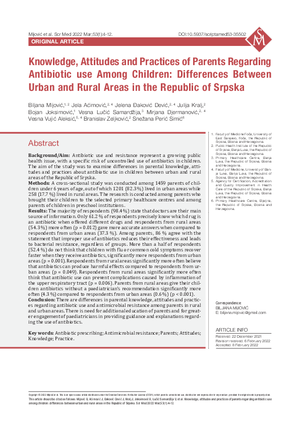(PDF) Knowledge, attitudes and practices of parents regarding ...