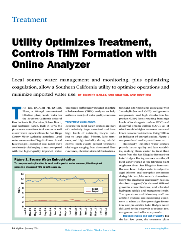 (PDF) Utility Optimizes Treatment, Controls THM Formation with Online ...