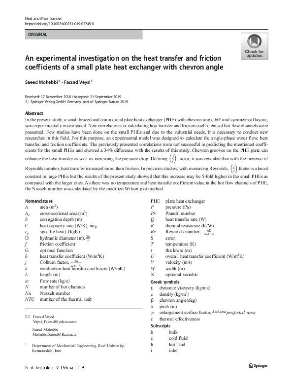 (PDF) Experimental investigation on heat transfer and air flow behavior ...