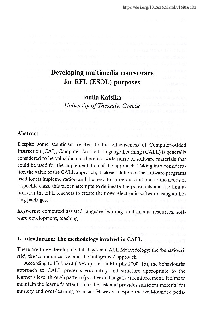 (PDF) Developing multimedia courseware for EFL (ESOL) purposes
