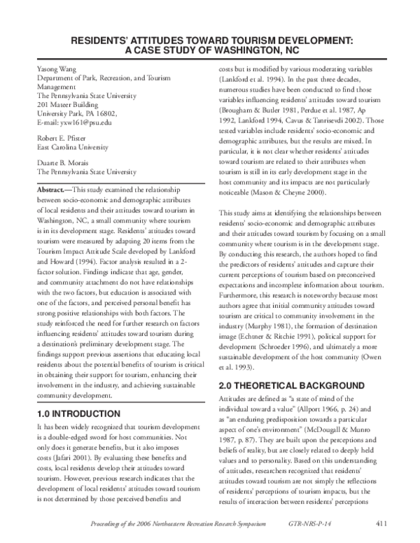 (PDF) Residents' Attitudes Toward Tourism Development: A Case Study of ...