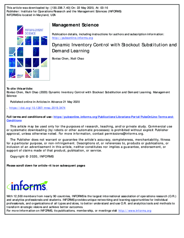 (PDF) Dynamic Inventory Control with Stockout Substitution and Demand ...