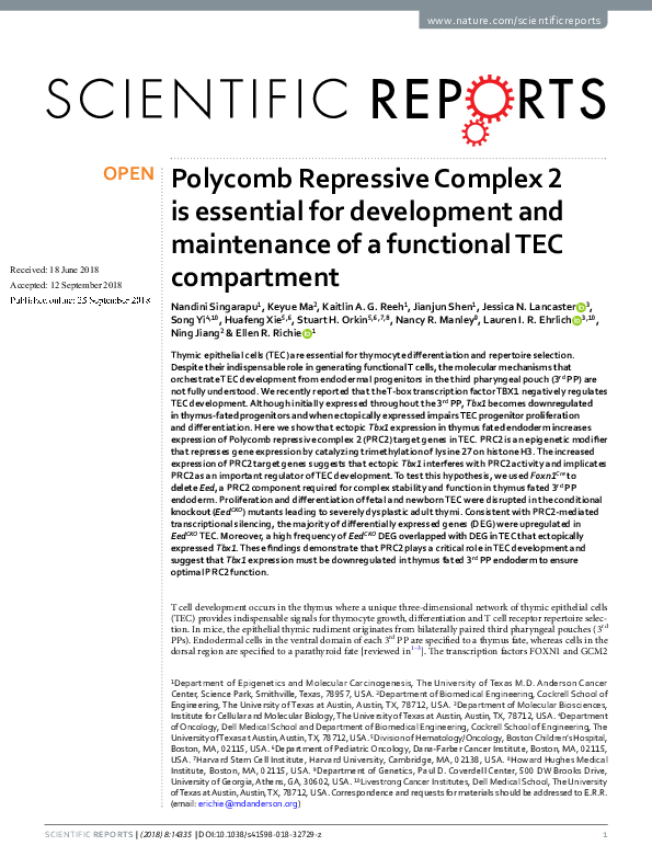 (PDF) Polycomb Repressive Complex 2 is essential for development and ...
