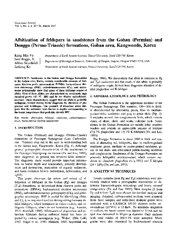 (PDF) Albitization of feldspars in sandstones from the Gohan (Permian ...