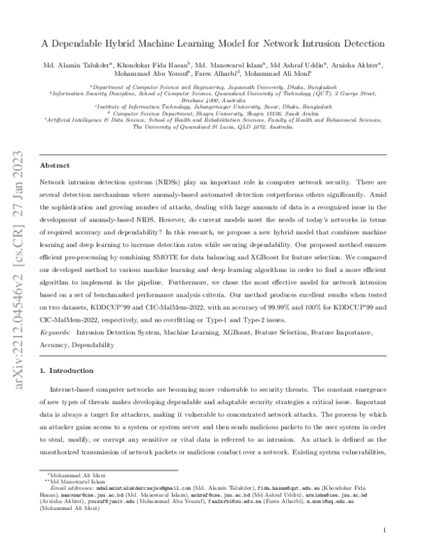 (PDF) A Dependable Hybrid Machine Learning Model for Network Intrusion ...