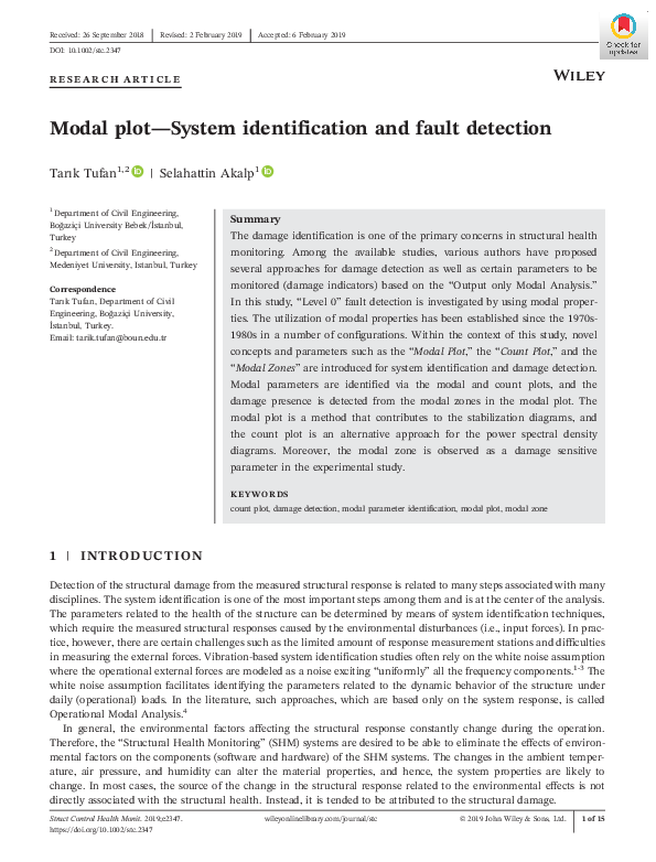 (PDF) Modal plot—System identification and fault detection