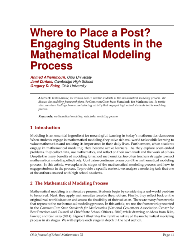 (PDF) Where to Place a Post? Engaging Students in the Mathematical ...