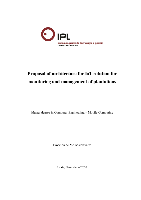 (PDF) Proposal of architecture for IoT solution for monitoring and ...