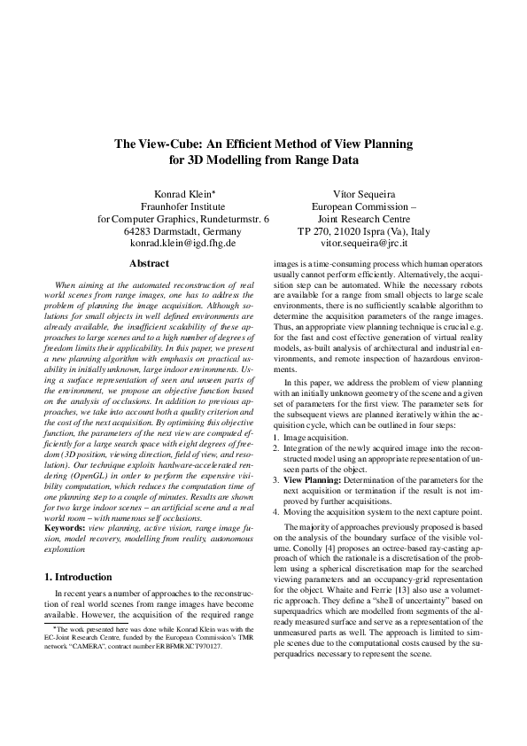 (PDF) The view-cube: an efficient method of view planning for 3D ...