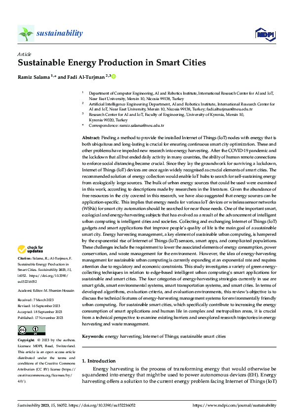 (PDF) Sustainable Energy Production in Smart Cities
