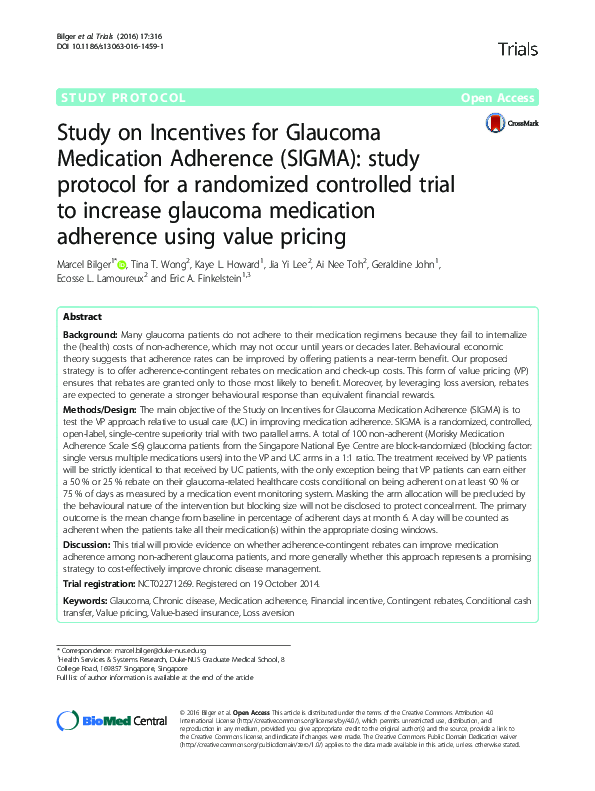 (PDF) Study on Incentives for Glaucoma Medication Adherence (SIGMA ...