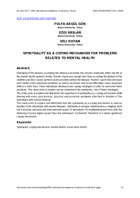 (PDF) Spirituality as a Coping Mechanism for Problems Related to Mental ...