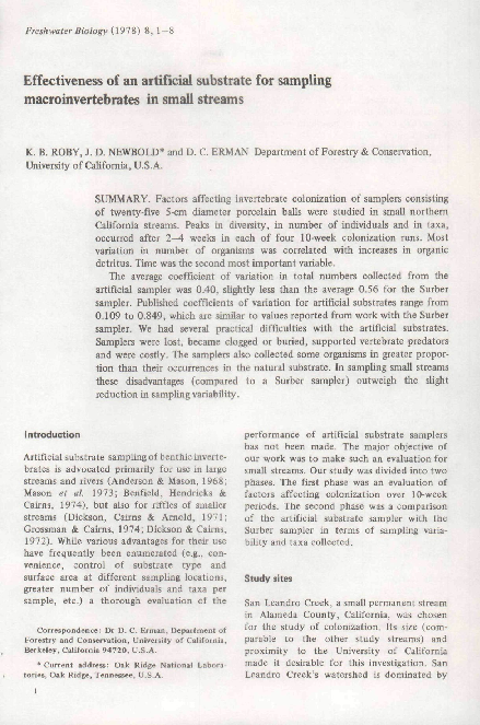(PDF) Effectiveness of an artificial substrate for sampling ...