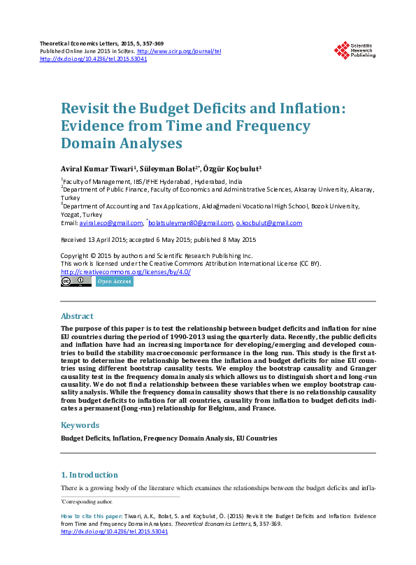 (PDF) Revisit the Budget Deficits and Inflation: Evidence from Time and ...