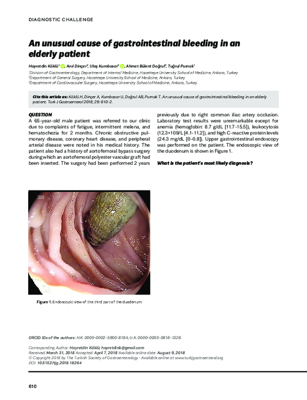 (PDF) An unusual cause of gastrointestinal bleeding in an elderly patient