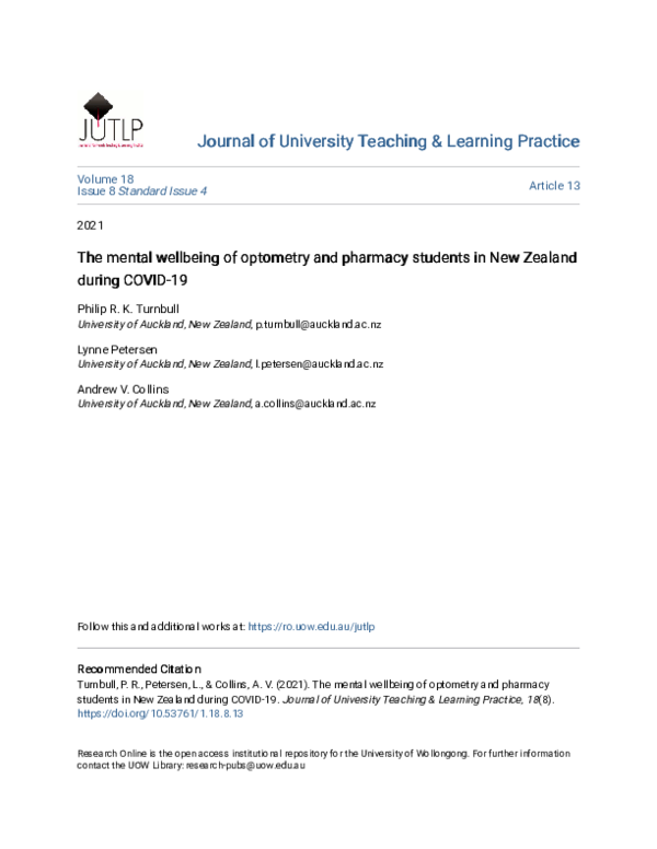 (PDF) The mental wellbeing of optometry and pharmacy students in New ...