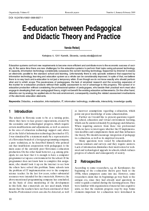 (PDF) E-education between Pedagogical and Didactic Theory and Practice