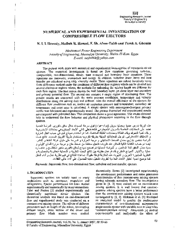 (PDF) Numerical and Experimental Investigation of Compressible Flow ...