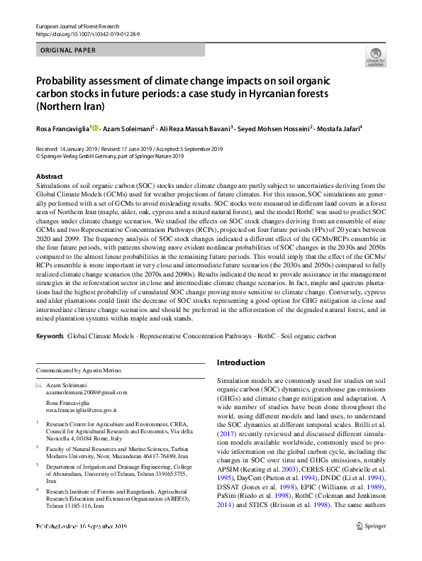 (PDF) Probability assessment of climate change impacts on soil organic ...