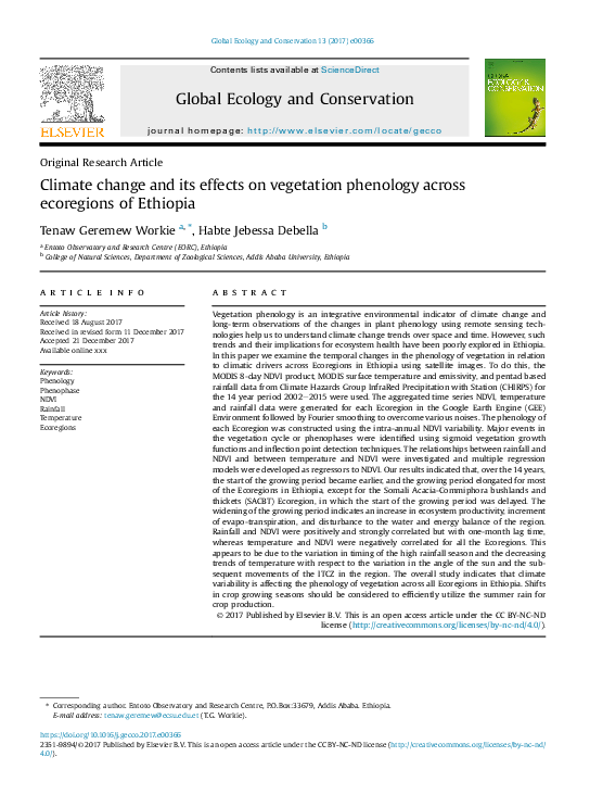 (PDF) Climate change and its effects on vegetation phenology across ...