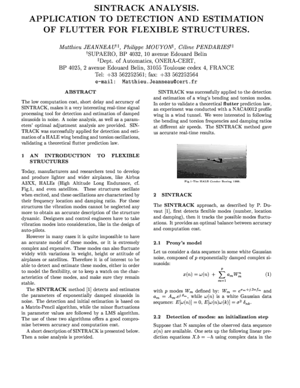 (PDF) Sintrack analysis. Application to detection and estimation of ...