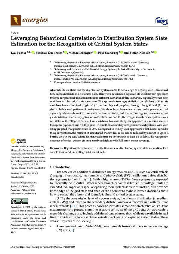 (PDF) Leveraging Behavioral Correlation in Distribution System State ...