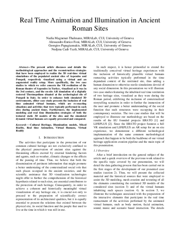 (PDF) Real-time animation of ancient Roman sites