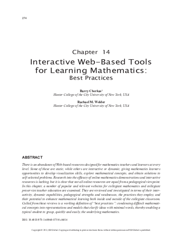 (PDF) Interactive Web-Based Tools for Learning Mathematics