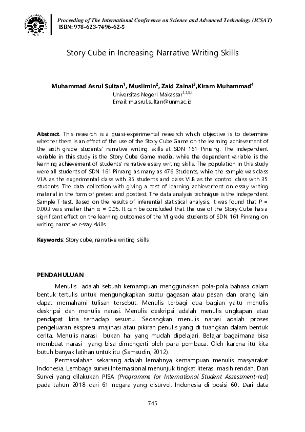 (PDF) Story Cube in Increasing Narrative Writing Skills