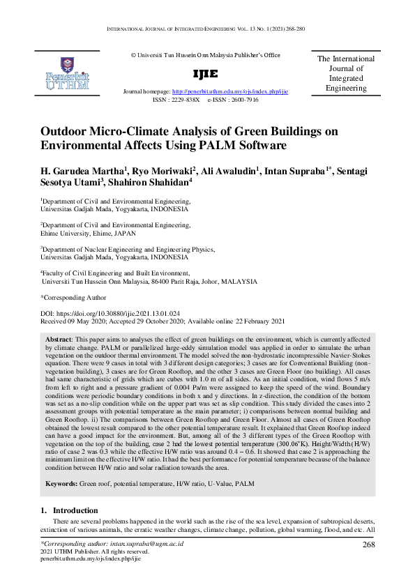 (PDF) Outdoor Micro-Climate Analysis of Green Buildings on ...