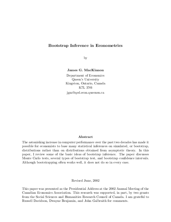 (PDF) Estimation and Inference in Econometrics