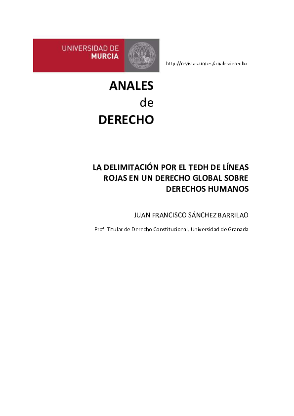 La Delimitación Por El Tedh De Líneas Rojas en Un Derecho Global Sobre Derechos Humanos