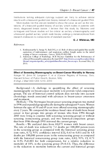 (PDF) Effect of screening mammography on breast cancer survival in ...