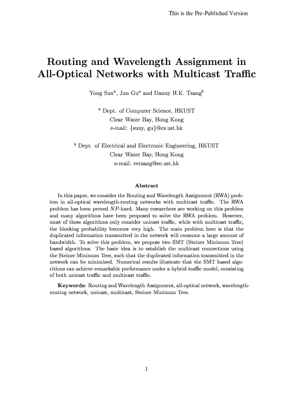 (PDF) Routing and wavelength assignment in all optical networks using ...