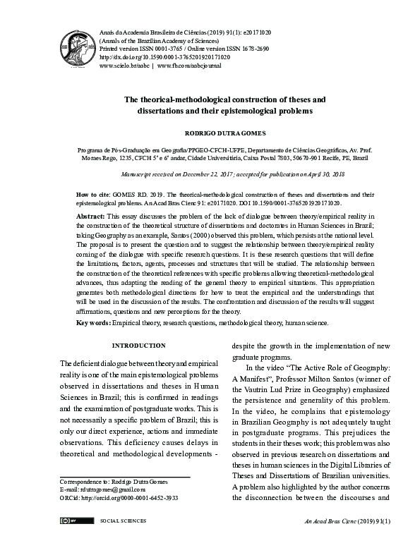 (PDF) The theorical-methodological construction of theses and ...