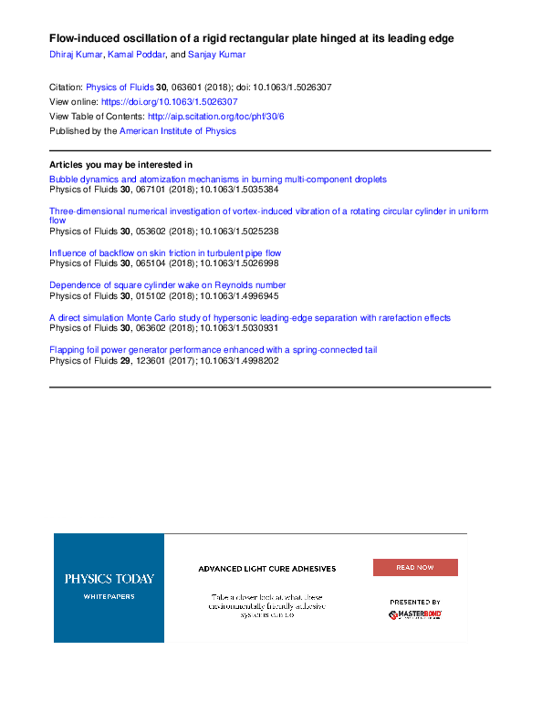 (PDF) Flow-induced oscillation of a rigid rectangular plate hinged at ...