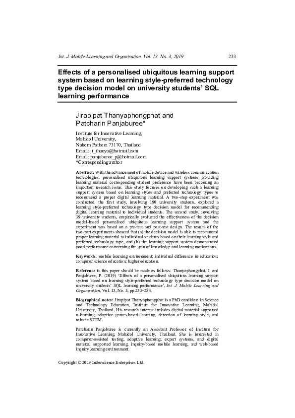 (PDF) Effects of a personalised ubiquitous learning support system on ...