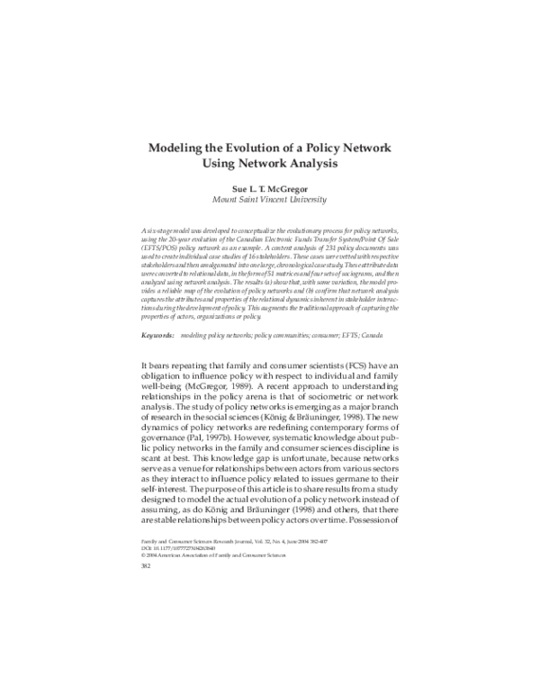 (PDF) Modeling the Evolution of a Policy Network Using Network Analysis