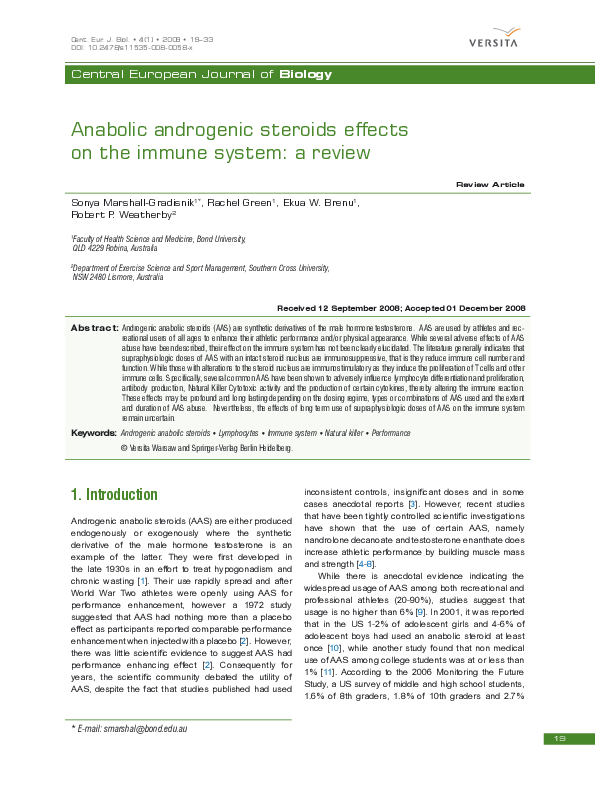 (PDF) Anabolic androgenic steroids effects on the immune system: a review