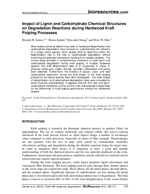 (PDF) Impact of Lignin and Carbohydrate Chemical Structures on ...