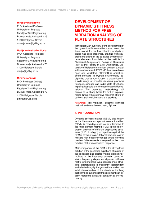 (PDF) Development of Dynamic Stiffness Method for Free Vibration ...